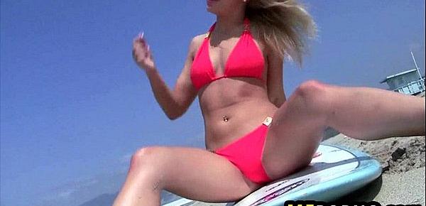  Blonde beach babe dildos herself in the sun Adriana Sephora 1